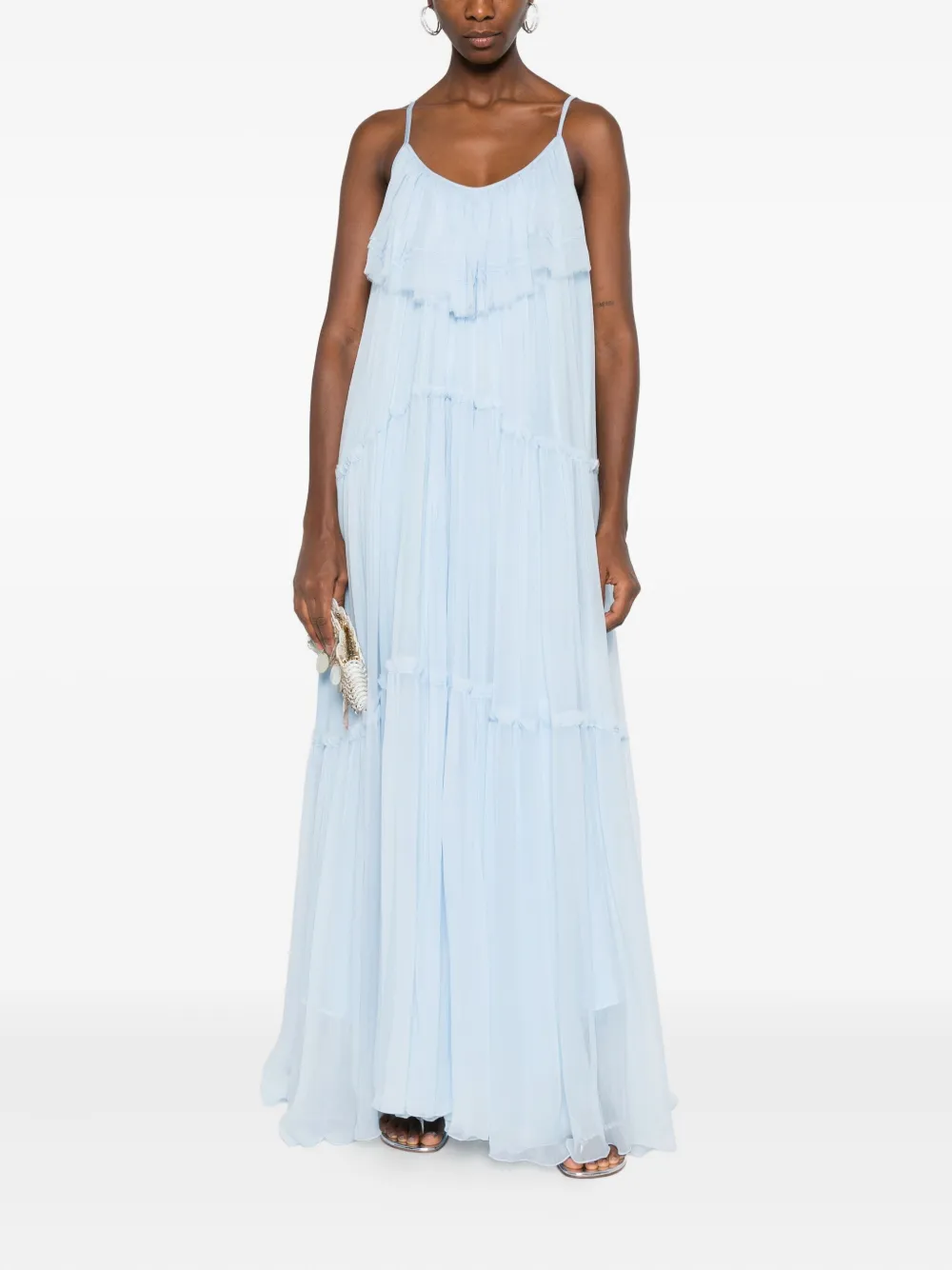 MIAU by Clara Rotescu ruffled maxi dress - Blauw
