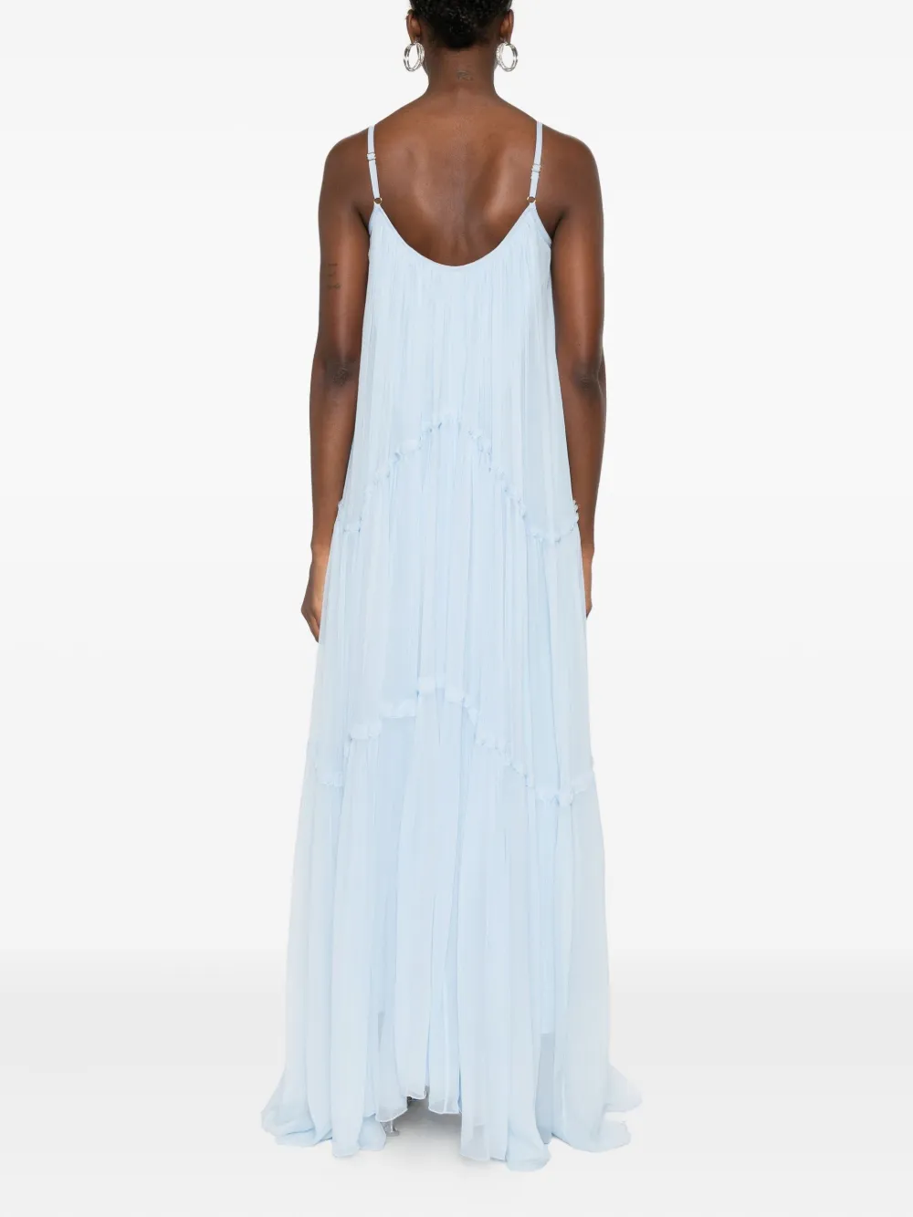 Miau By Clara Rotescu Ruffled Maxi Dress In Blue