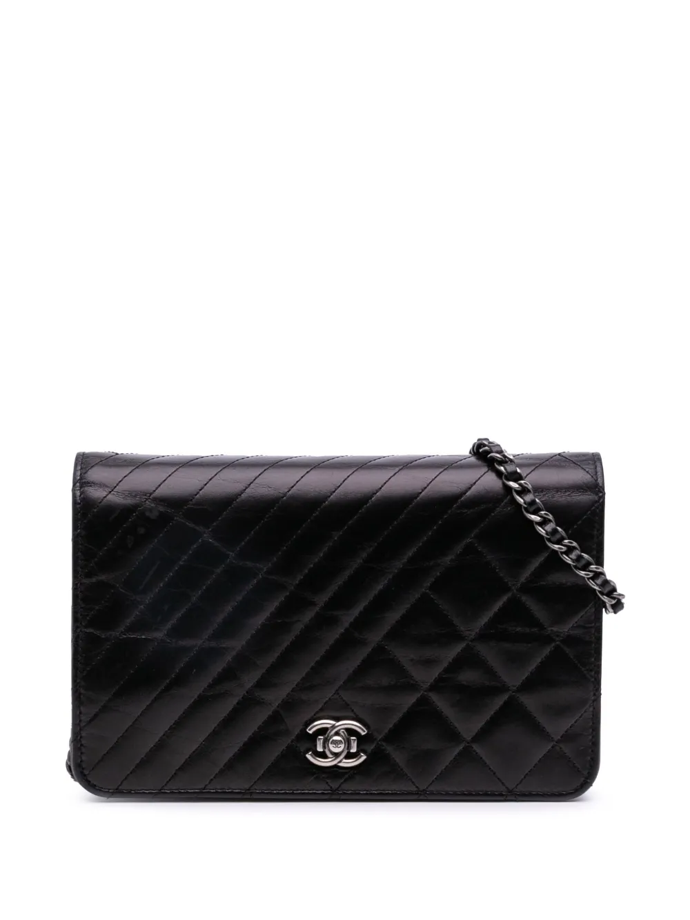 CHANEL Pre-Owned 2014-2015 ラムスキン ココ ボーイ ウォレットオンチェーン ショルダーバッグ - ブラック CHANEL Pre-Owned 2014-2015 ラムスキン ココ ボーイ ウォレットオンチェーン ショルダーバッグ - ブラック