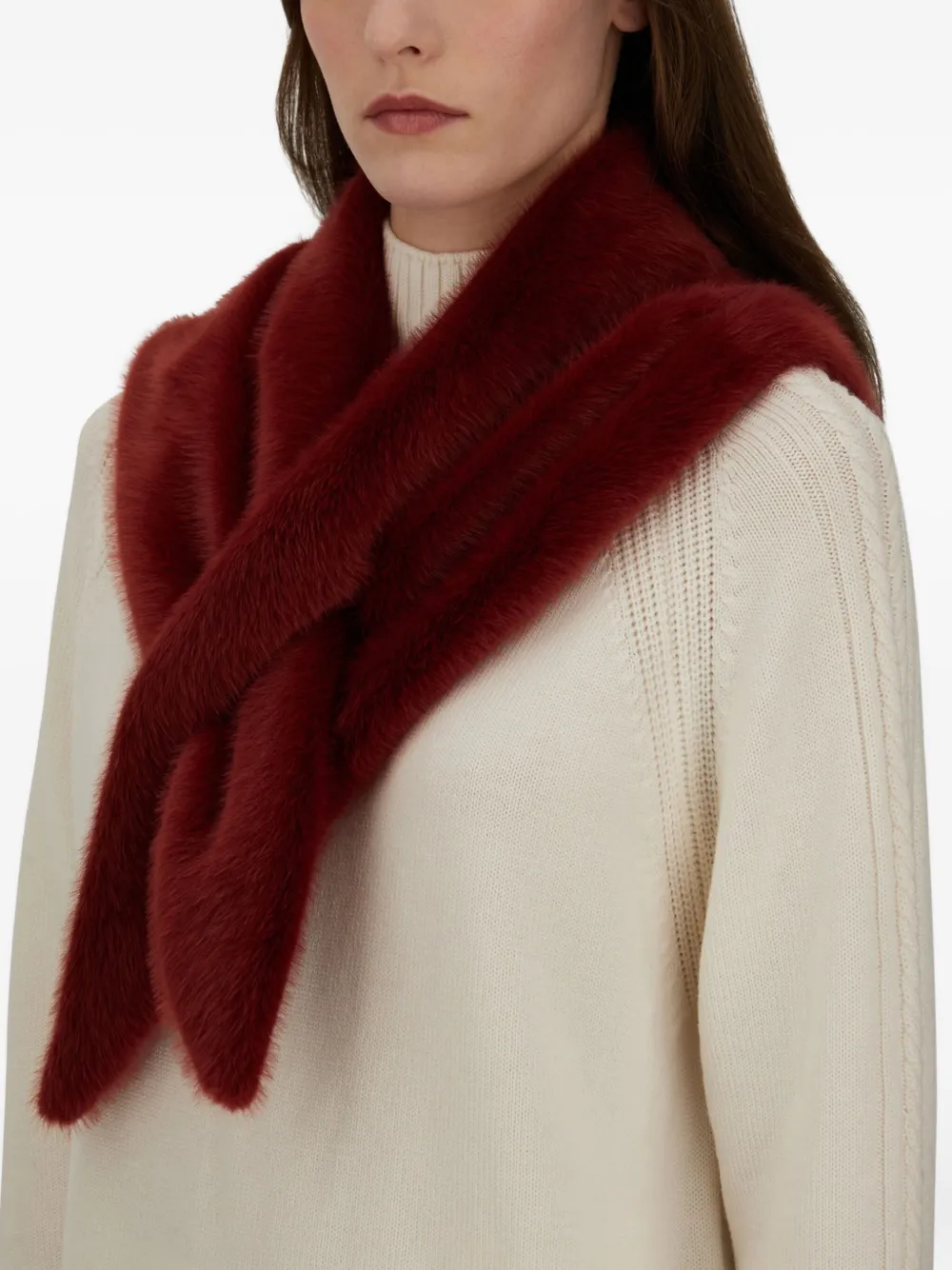 Herno Faux-fur Scarf In Red