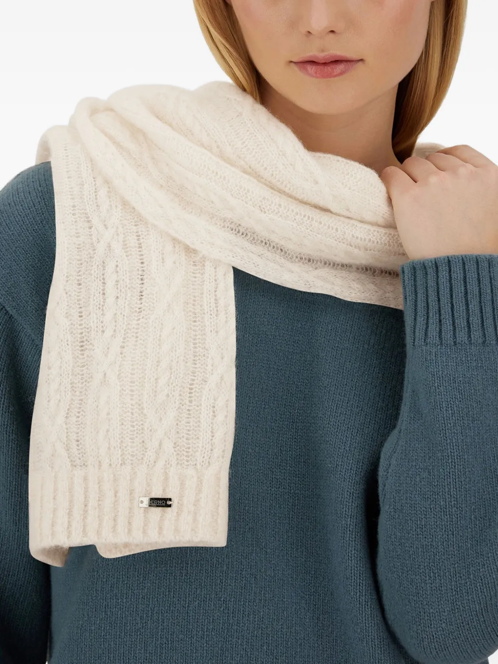 Herno Kabelgebreide sjaal Wit