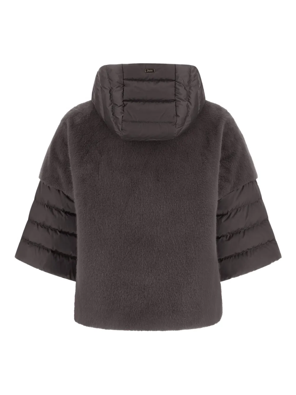 Herno Cape In Satin And Lady Alternative Fur In Brown