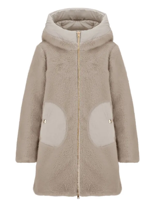 Herno Kids フーデッド エコファーコート | ニュートラル | FARFETCH JP