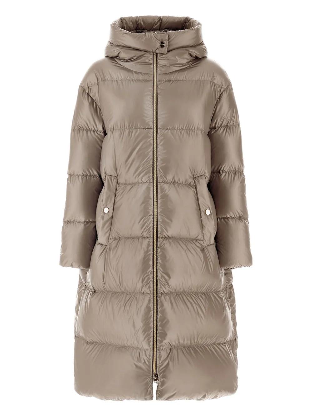 Herno Hooded Quilted Coat In Neutral