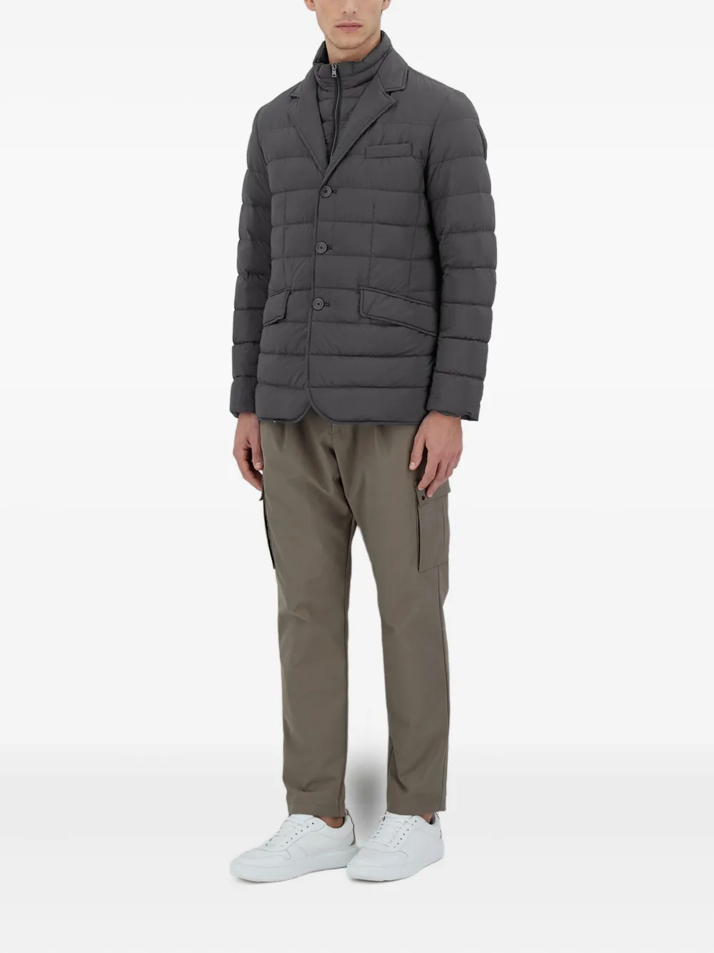 Quilted Three-Button Padded Jacket