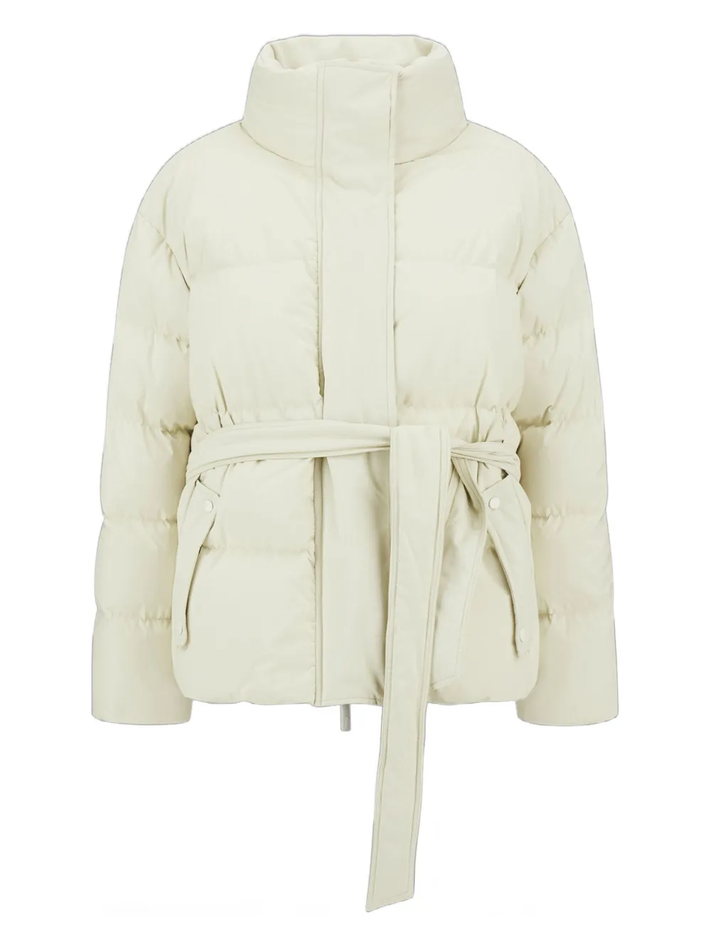 Herno Belted High Neck Puffer Jacket In Neutral
