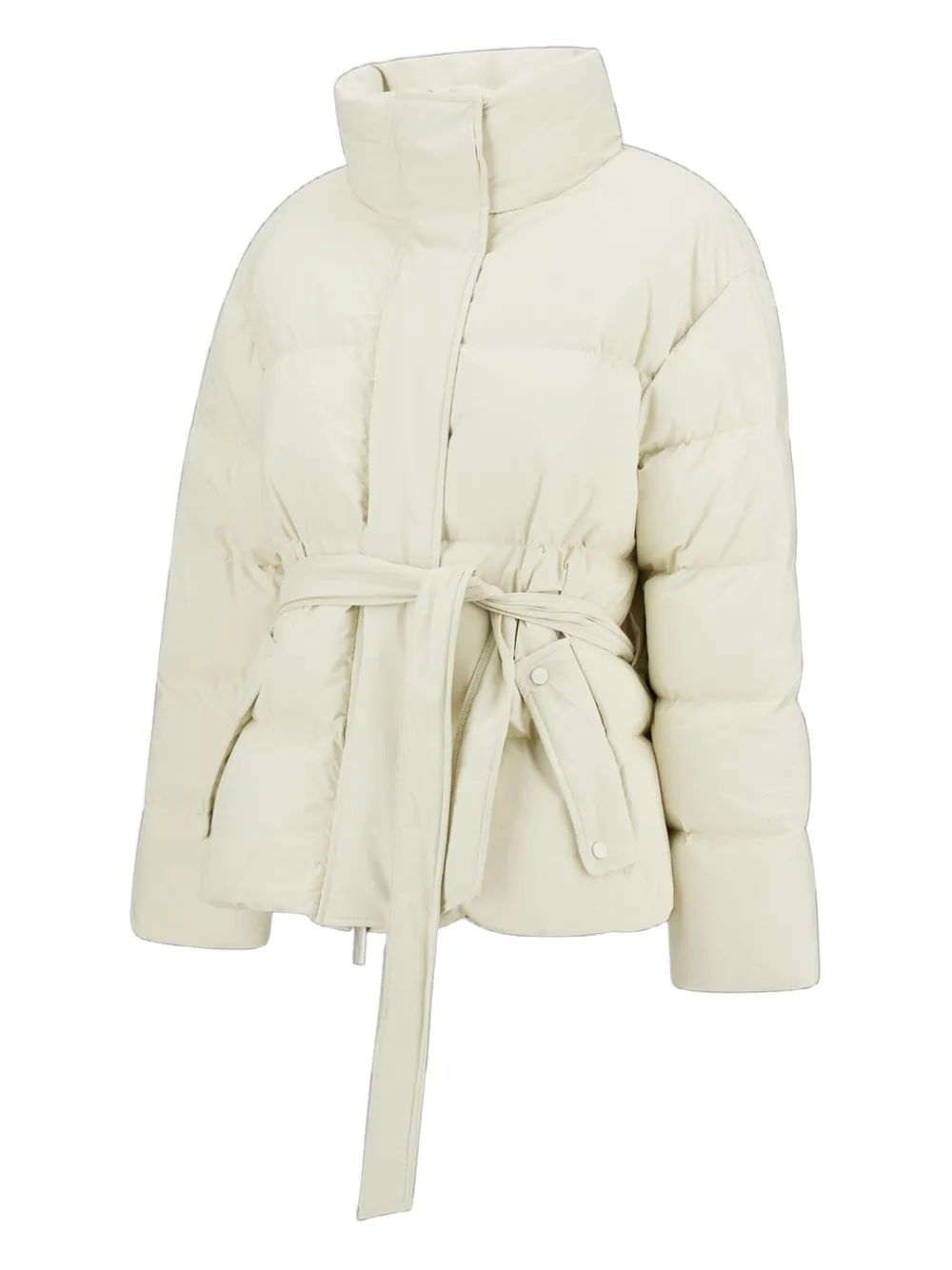 Herno Belted High Neck Puffer Jacket In Neutral