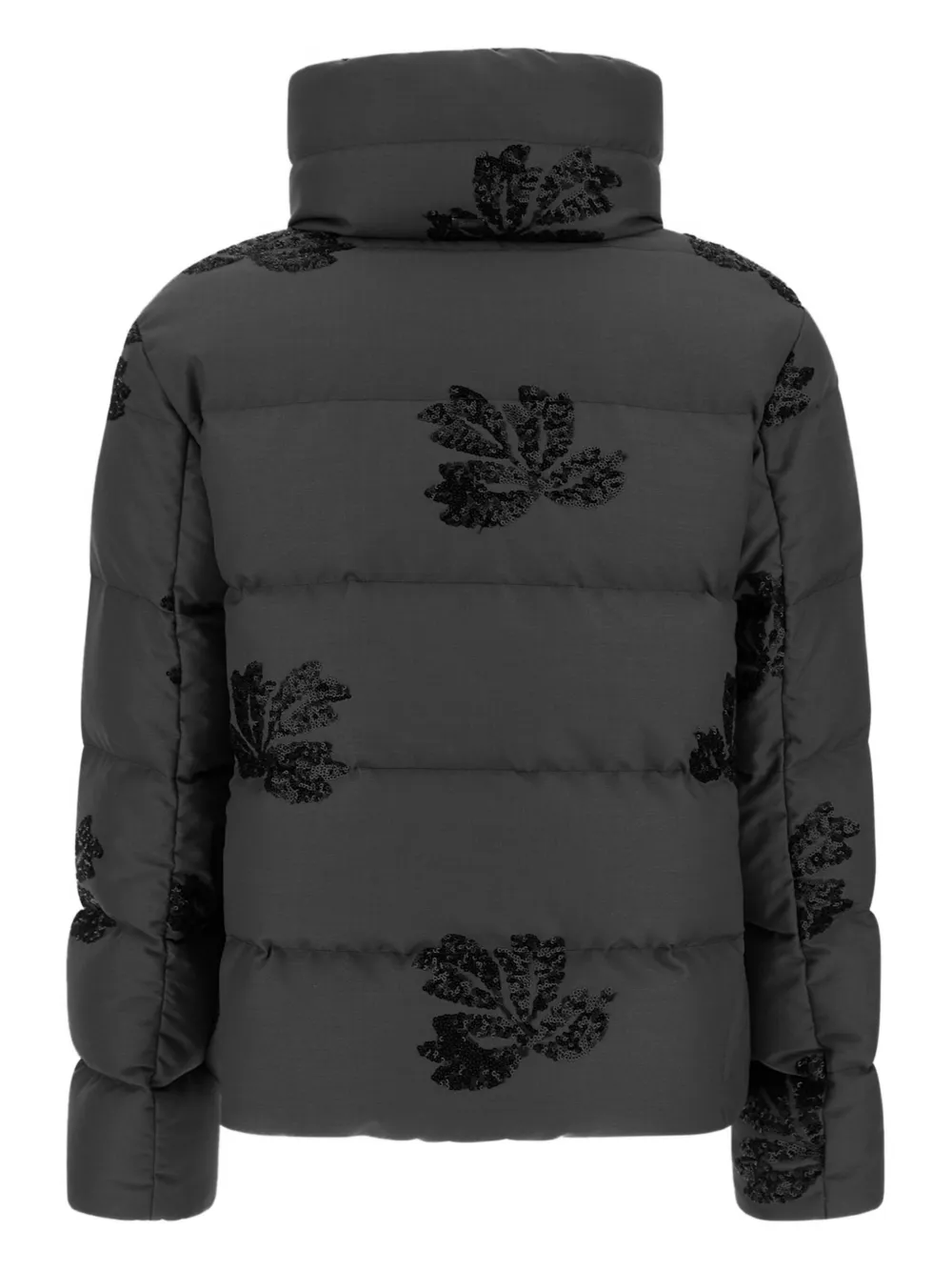 Herno Donsjack met bloemenprint Zwart