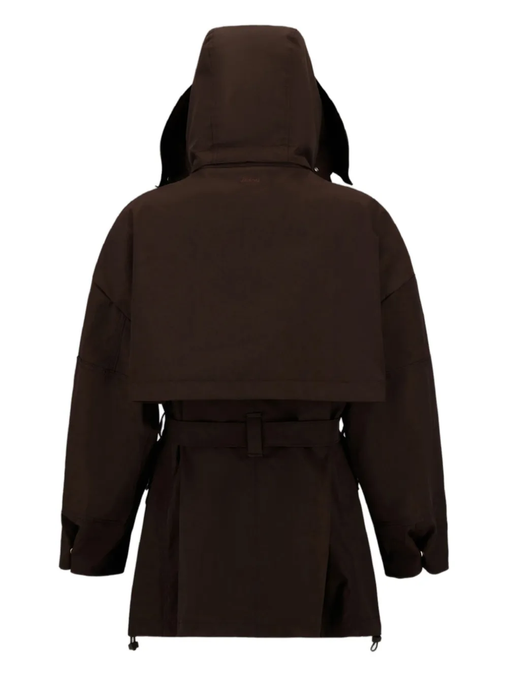 Herno Hooded Belted Jacket In Brown