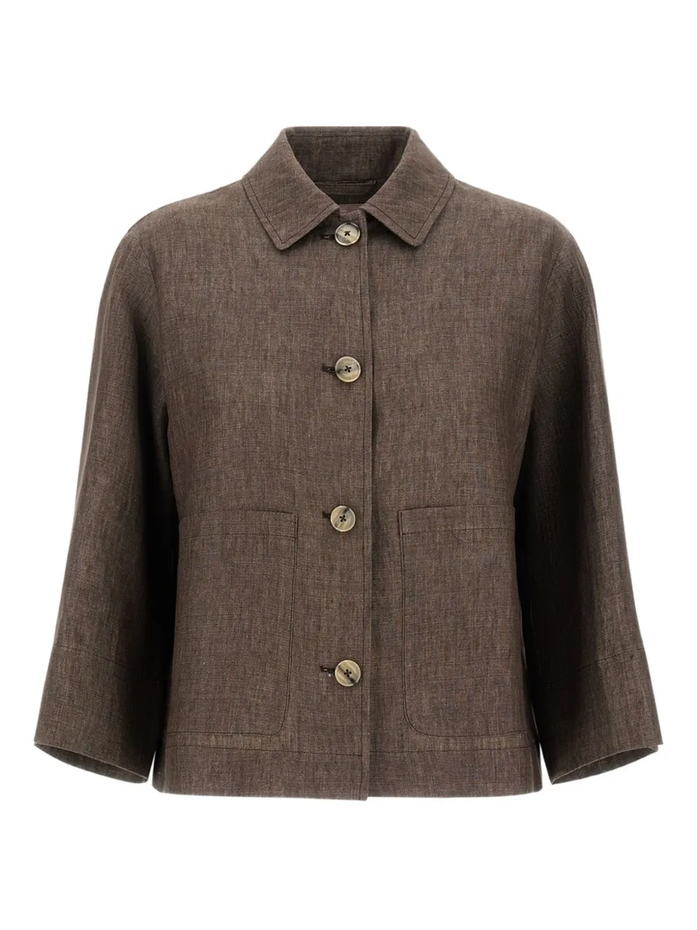 Herno Giacca in lino con bottoni - Marrone