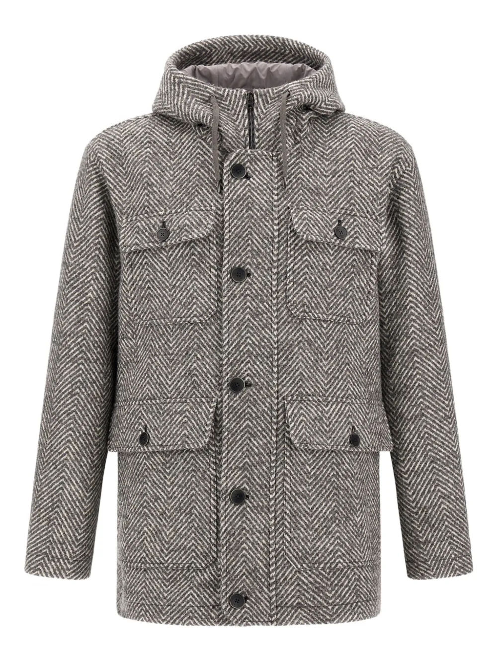 Herno herringbone hooded jacket | Grey | Image 1