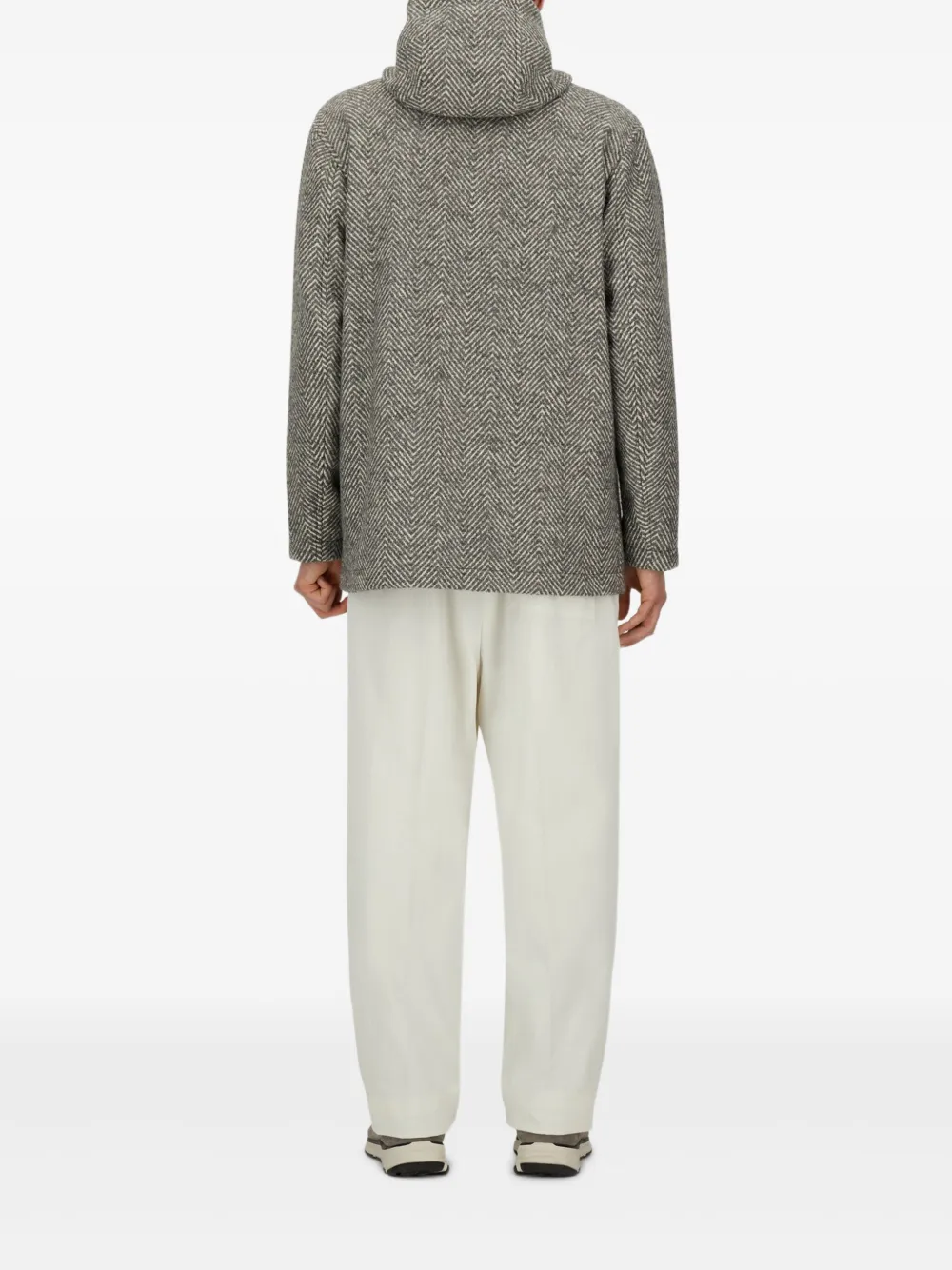 Herno Jack met visgraat-patroon en capuchon Grijs