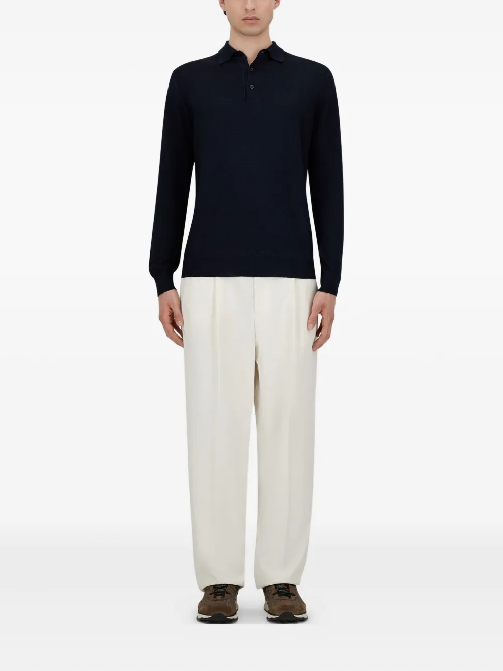 Herno Wollen poloshirt - Blauw