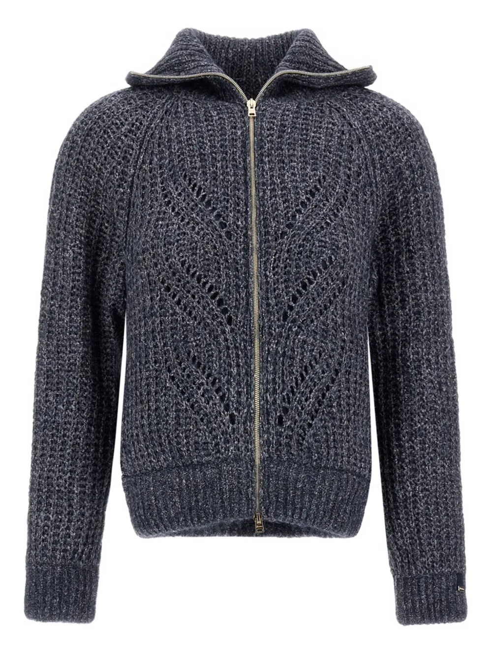 Herno Cardigan con zip in maglia a trecce - Grigio