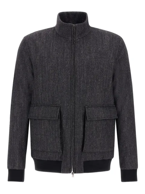 Herno herringbone flap-pocket bomber jacket
