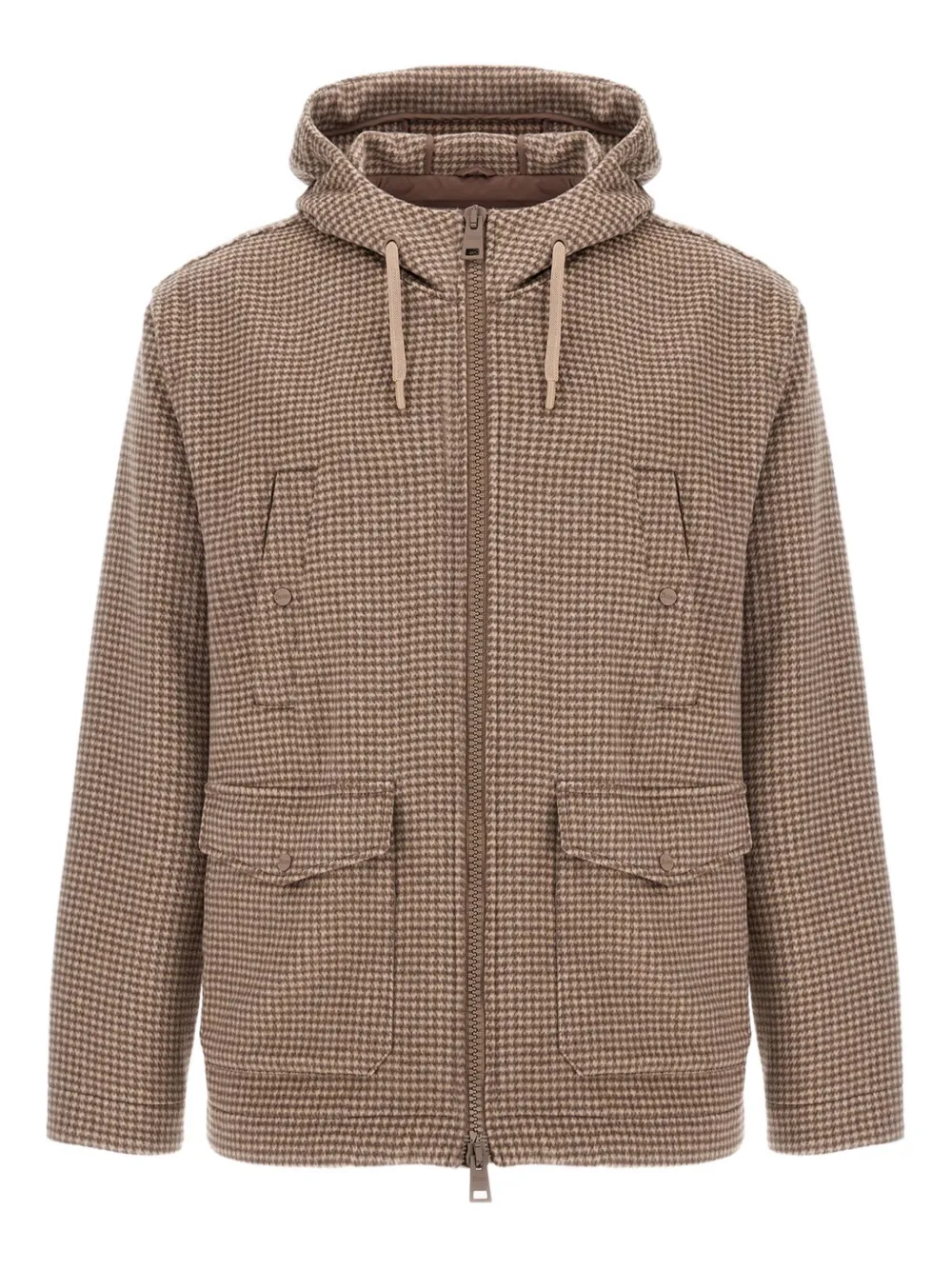 Herno houndstooth-pattern hooded jacket | Brown | Image 1