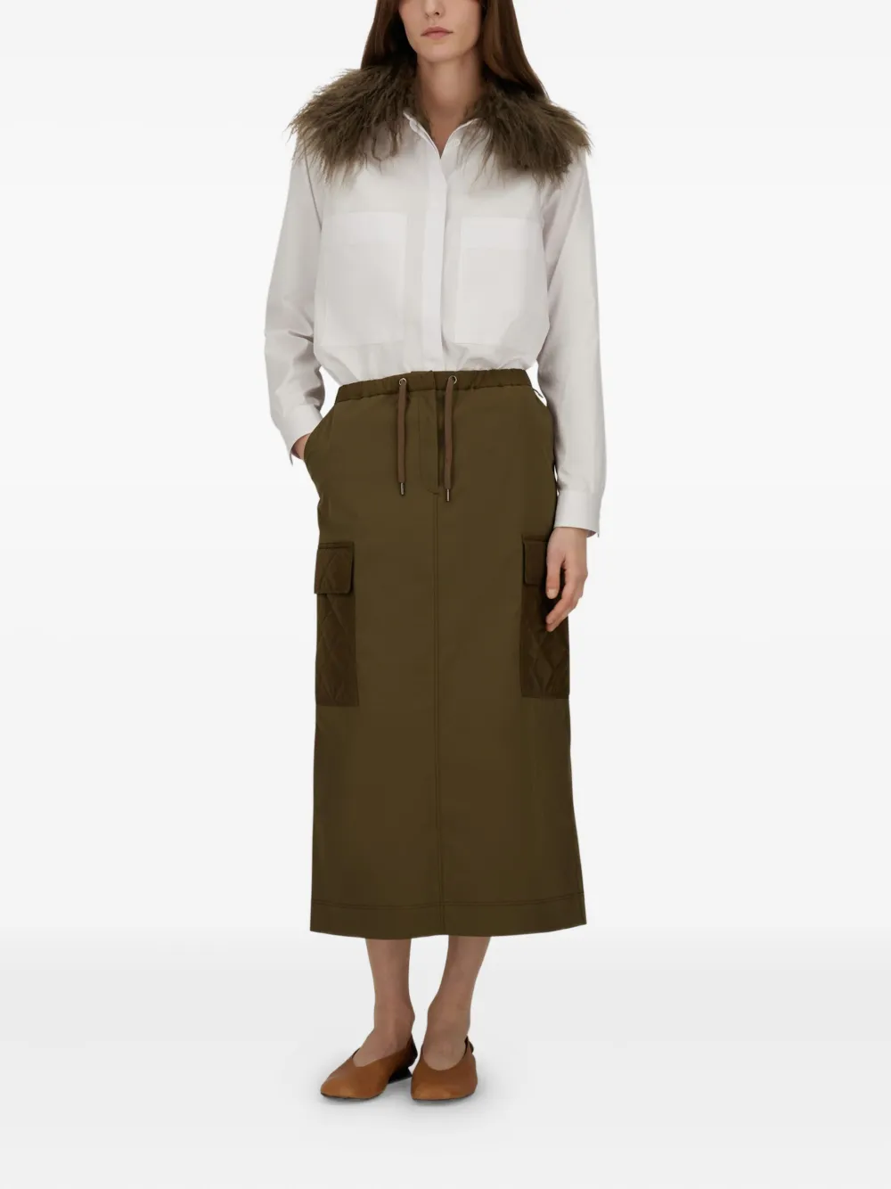  Herno Quilted-pocket Skirt - Brown 