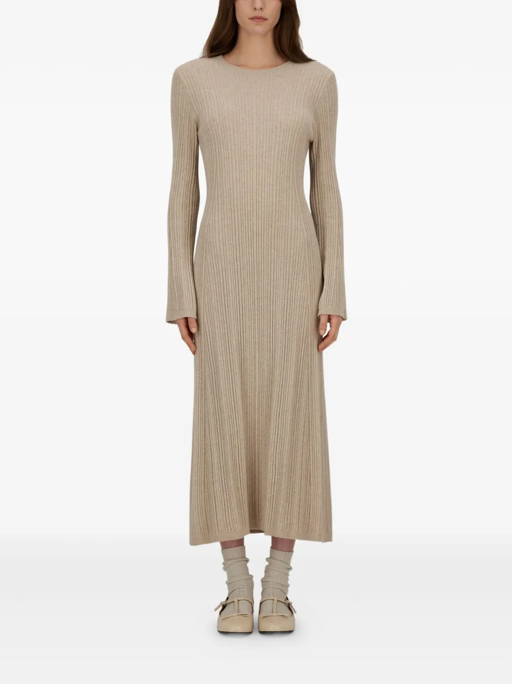  Herno Ribbed Midi Dress - Neutrals 