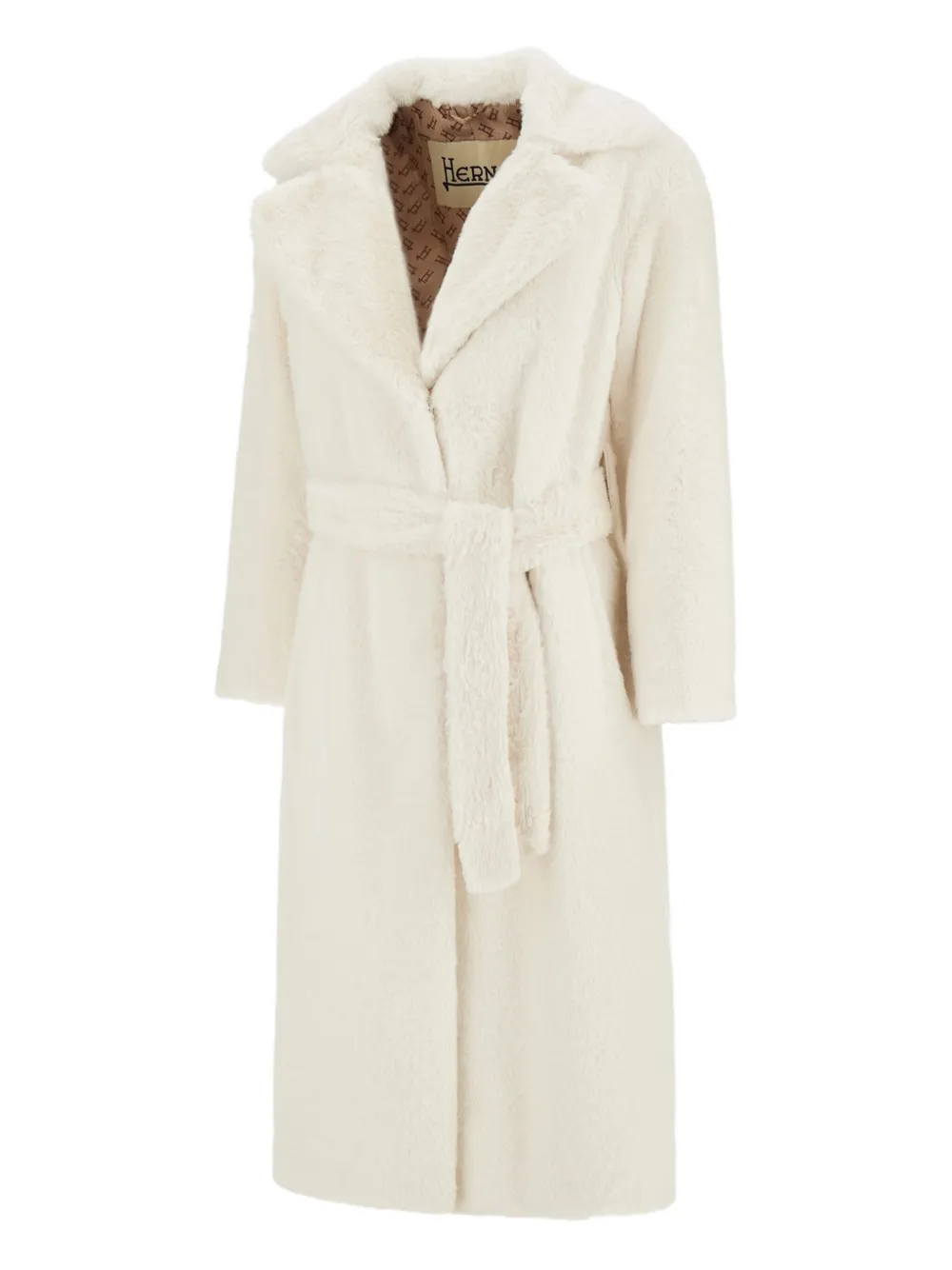 Herno Coat In Soft Alternative Fur In Neutral