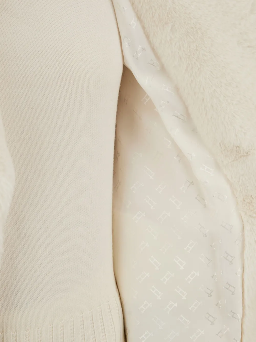 Herno Coat In Soft Alternative Fur In Neutral