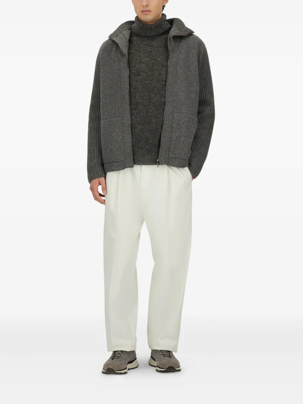 Herno Gerippter Cardigan Mit Stehkragen In Gray