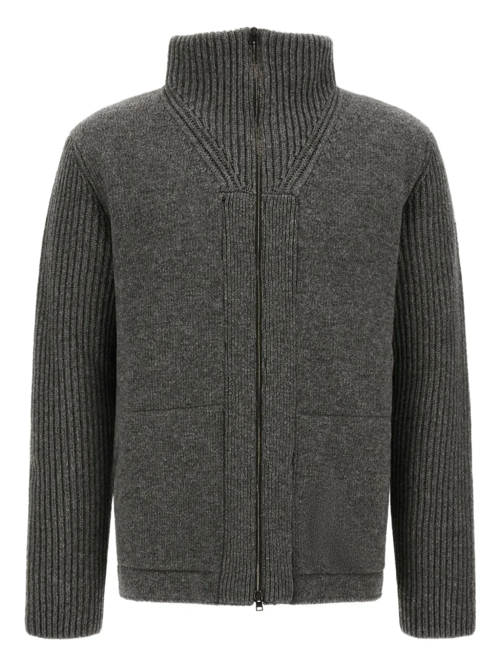 Herno Gerippter Cardigan Mit Stehkragen In Gray