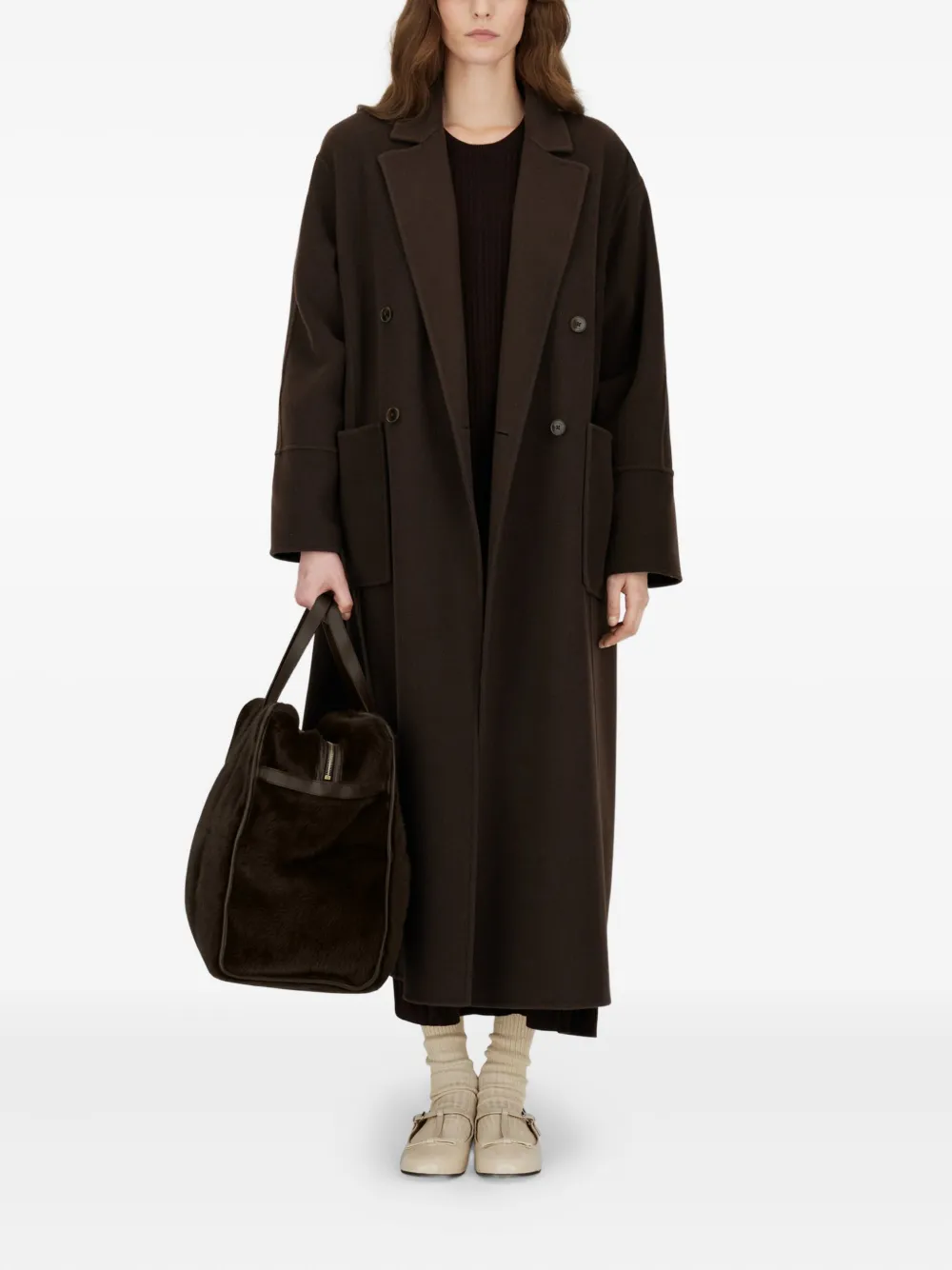 Herno Jas met dubbele rij knopen en opgestikte zak Bruin