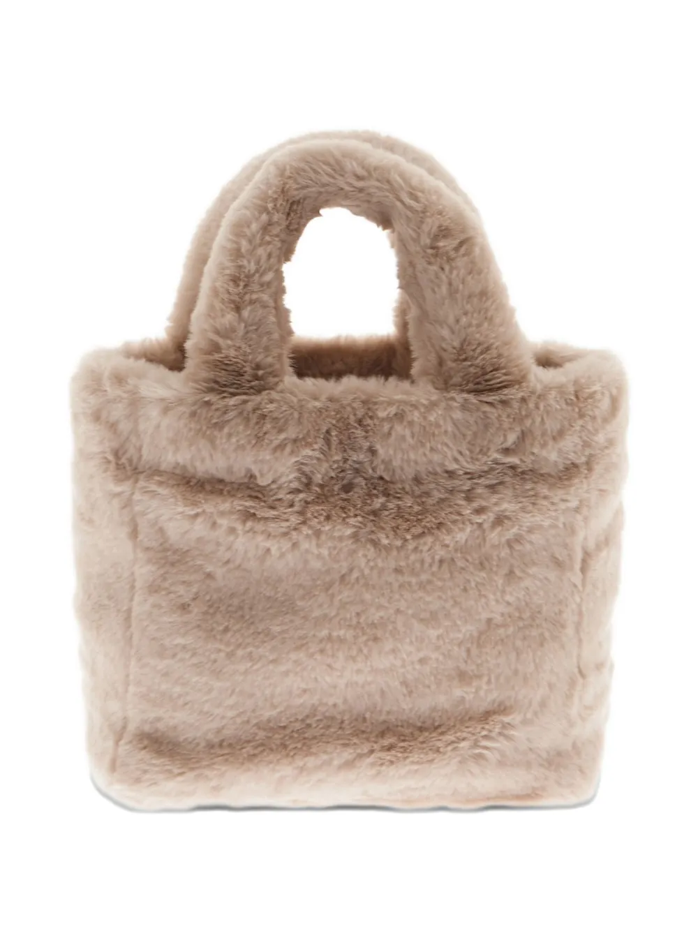 Herno Faux-fur Top-handle Bag In Neutral