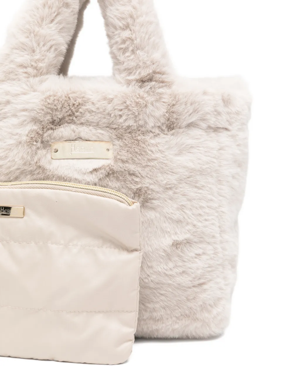 Herno Faux-fur Tote Bag in Neutrals, view 4