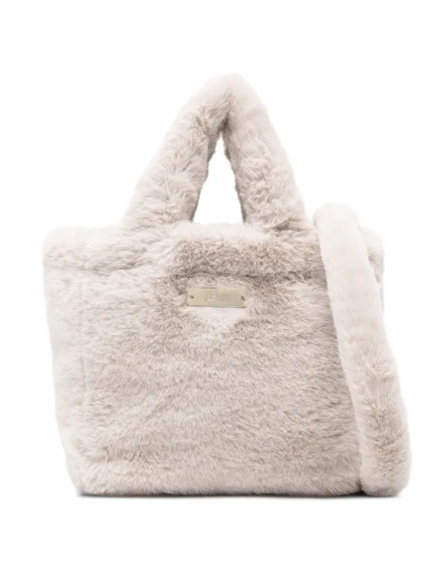 Herno Faux-fur Tote Bag in Neutrals