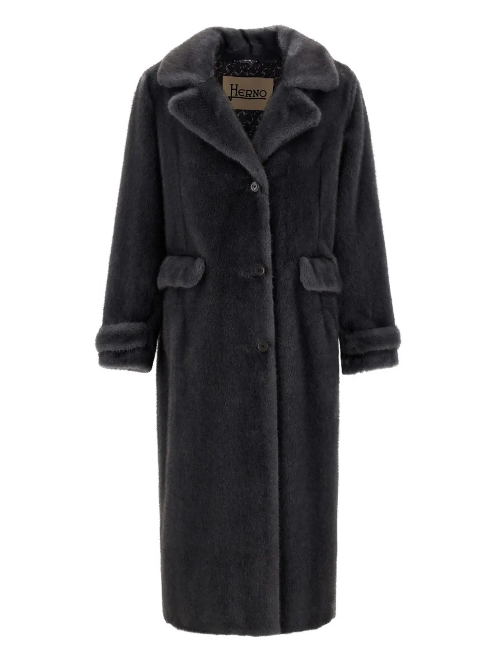 Herno lapel-collar single-breasted coat | Grey | Image 1
