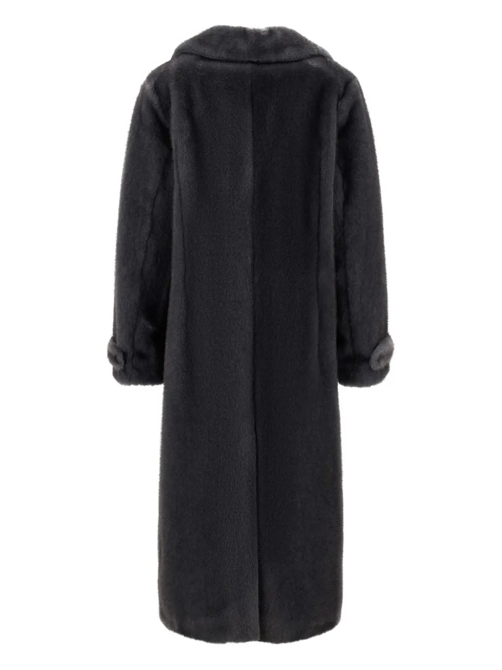 Herno Coat In Melange Alternative Mink Fur In Black