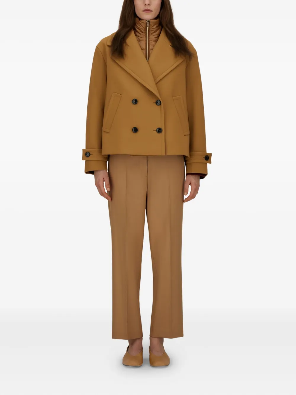 Herno 2 Layer Scuba And Nylon Ultralight Peacoat In Neutral
