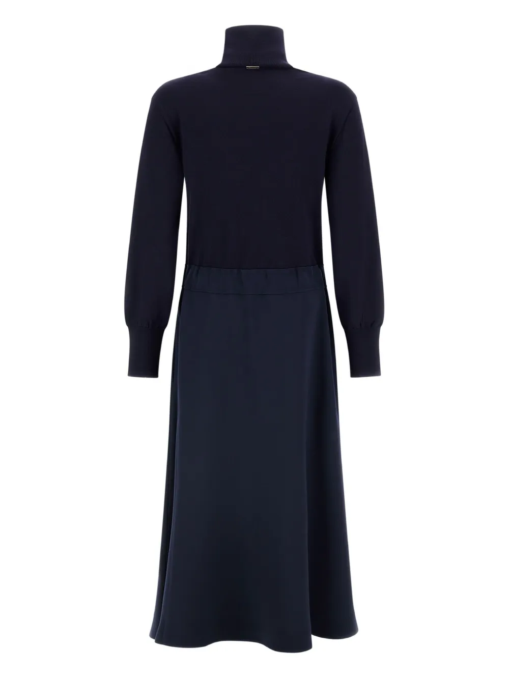 Herno Maxi Dress With High Collar And Adjustable Waist In Blue