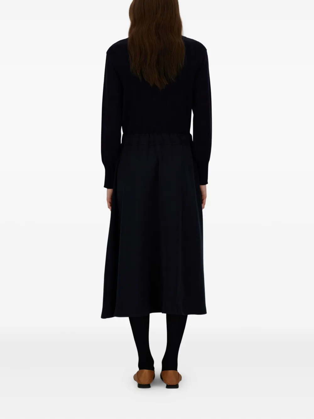 Herno Midi-jurk met col en trekkoordtaille Blauw