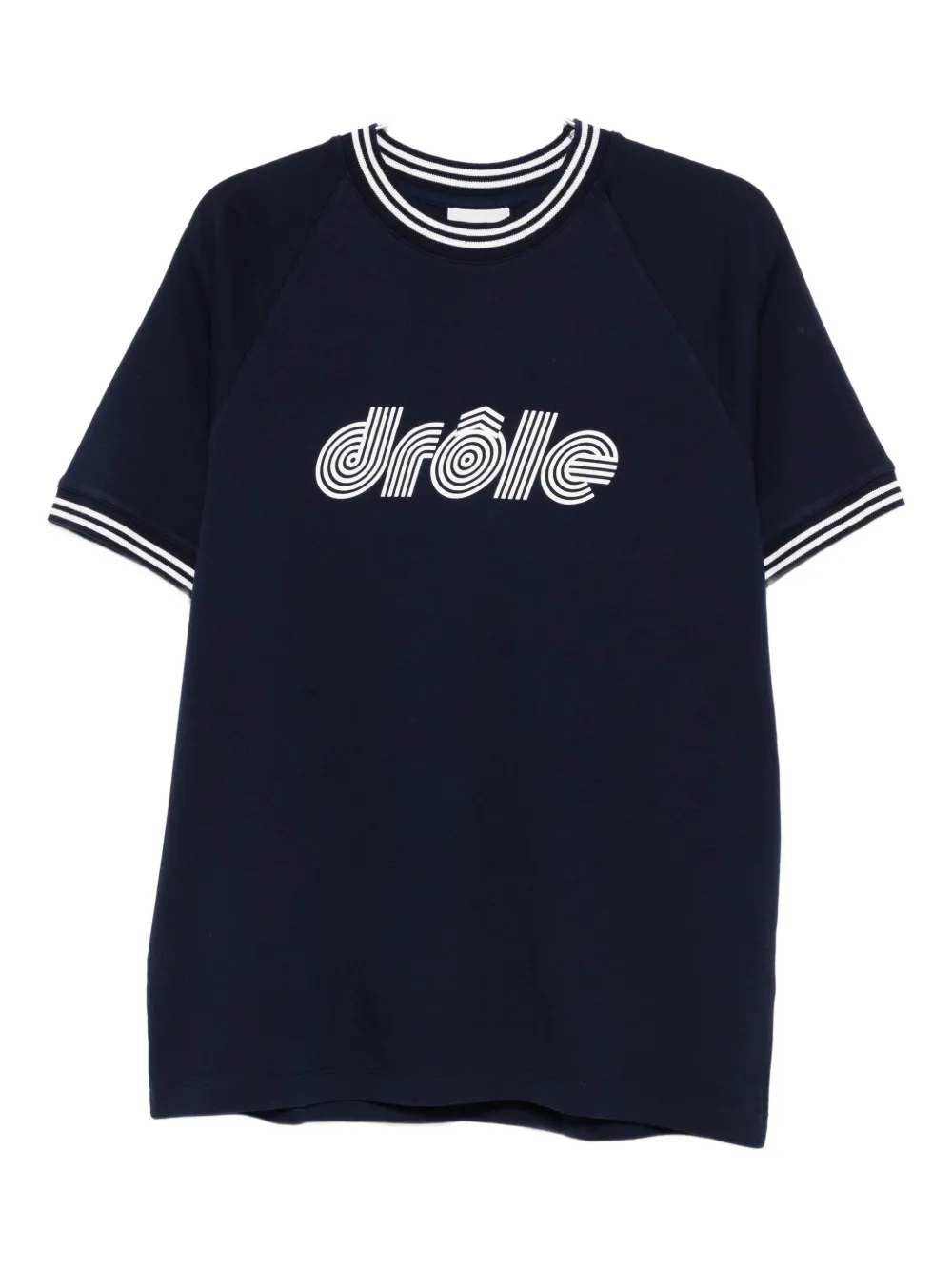 Drôle De Monsieur Striped-trim Raglan-sleeve T-shirt In Black