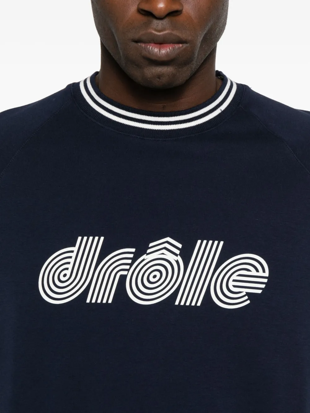 Drôle De Monsieur Striped-trim Raglan-sleeve T-shirt In Black