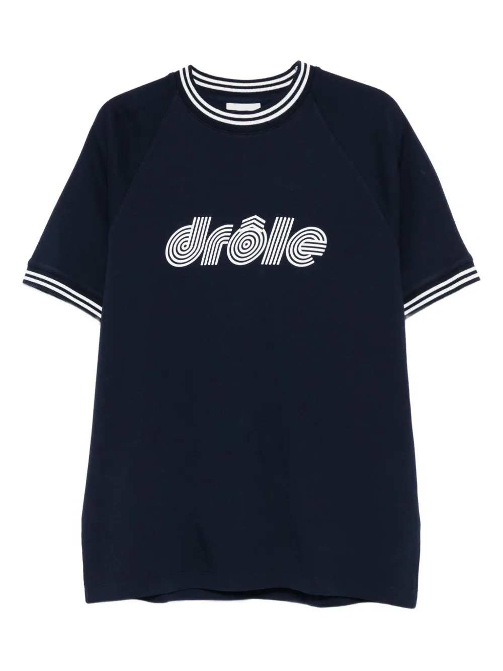 Drôle De Monsieur striped-trim raglan-sleeve T-shirt | Blue | Image 1
