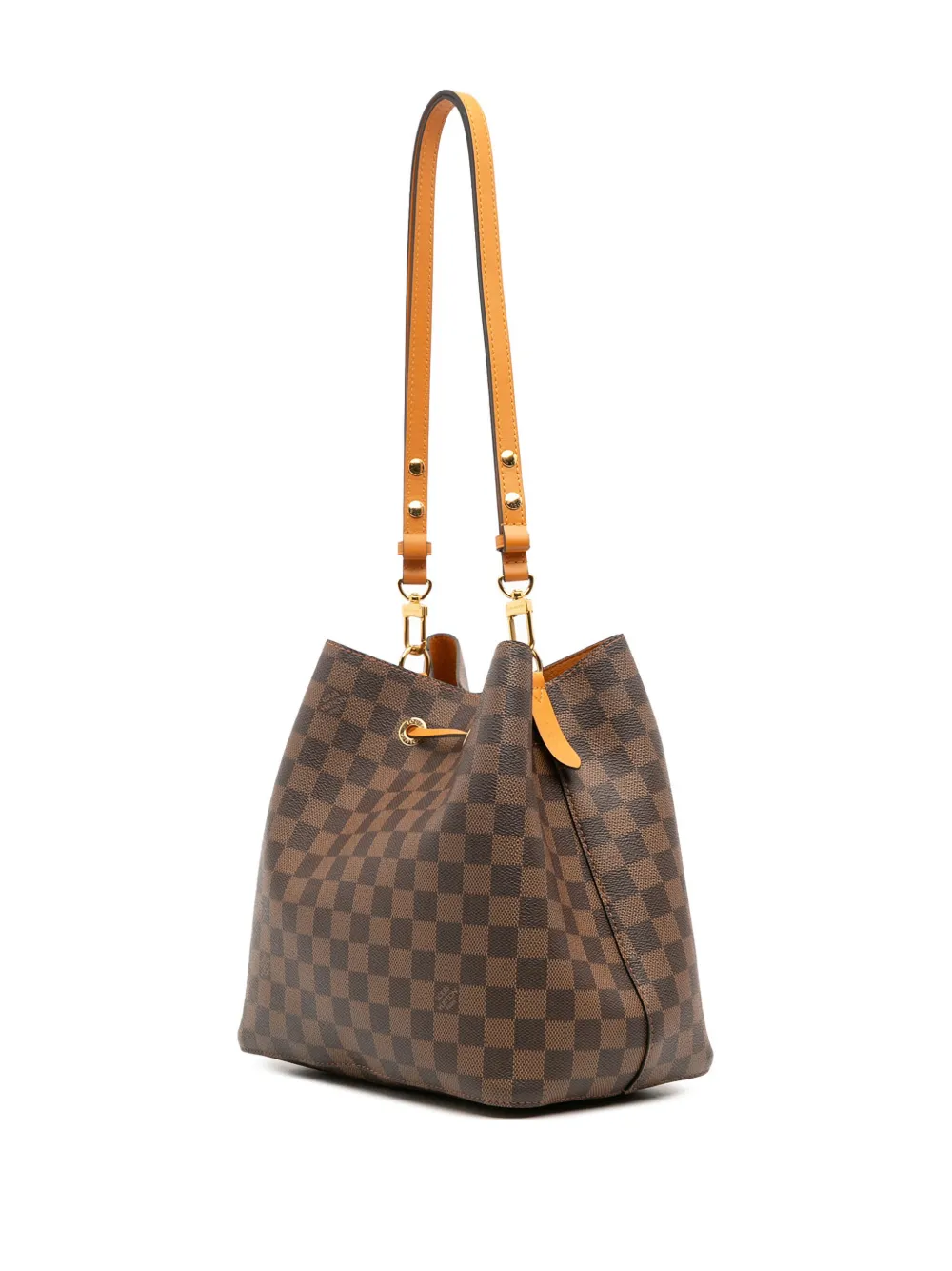 Pre-owned Louis Vuitton 2000-2025 Damier Ebene Neonoe Mm Bucket Bag In Brown