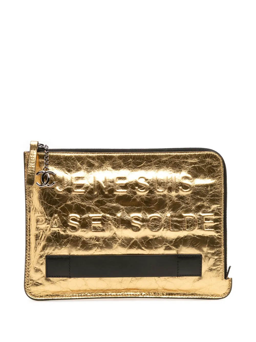 CHANEL Pre-Owned 2015-2016 メタリック ラムスキン Je Ne Suis Pas En Solde クラッチバッグ CHANEL Pre-Owned 2015-2016 メタリック ラムスキン Je Ne Suis Pas En Solde クラッチバッグ