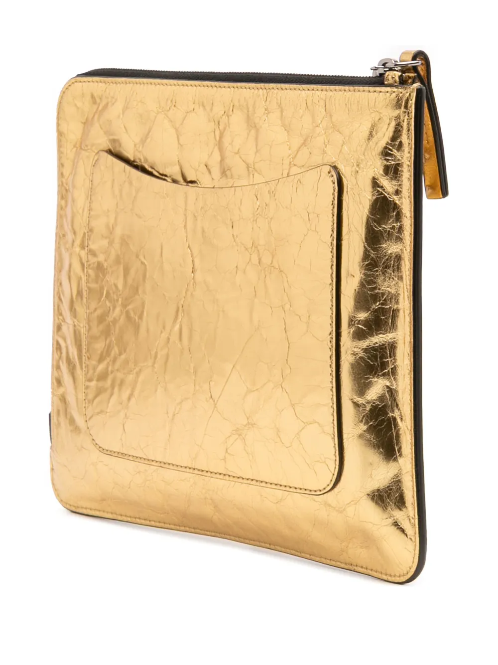 Pre-owned Chanel 2015-2016 Metallic Lambskin Je Ne Suis Pas En Solde Clutch Bag In Gold