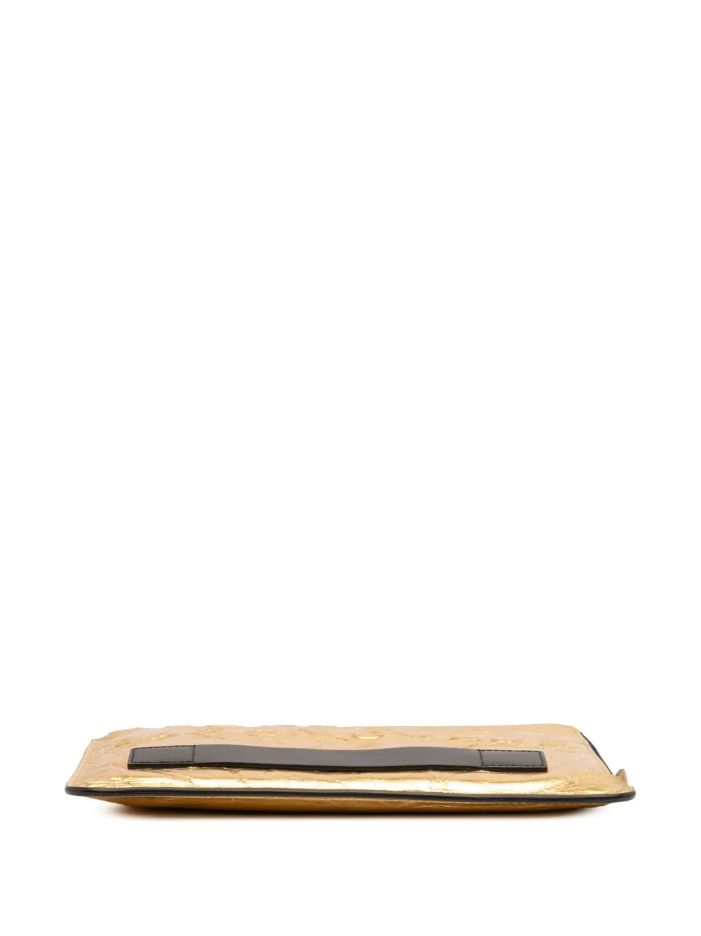 Pre-owned Chanel 2015-2016 Metallic Lambskin Je Ne Suis Pas En Solde Clutch Bag In Gold