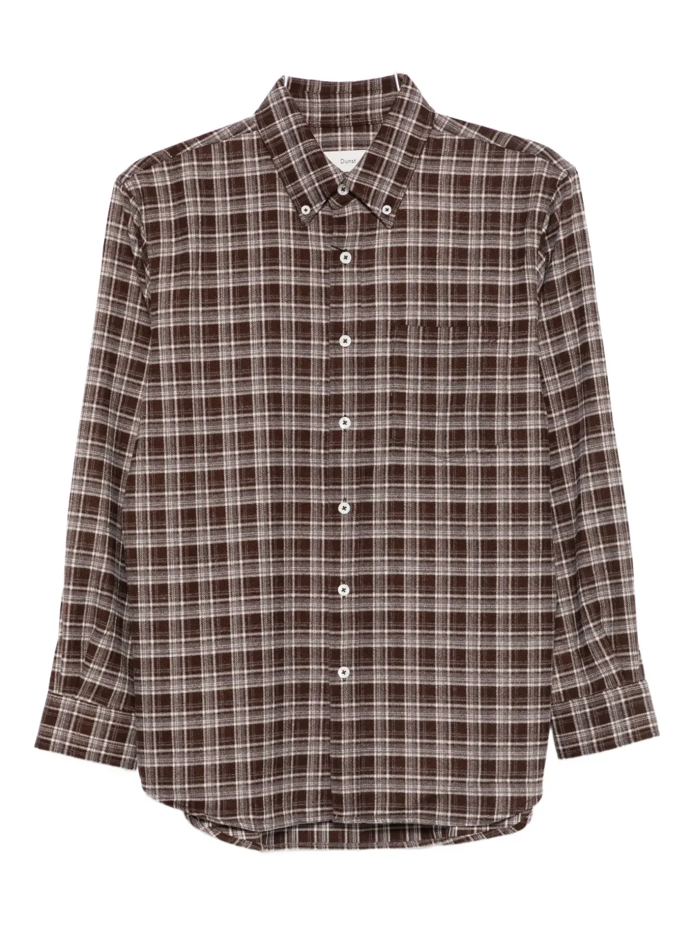 DUNST check button-down shirt | Brown | Image 1