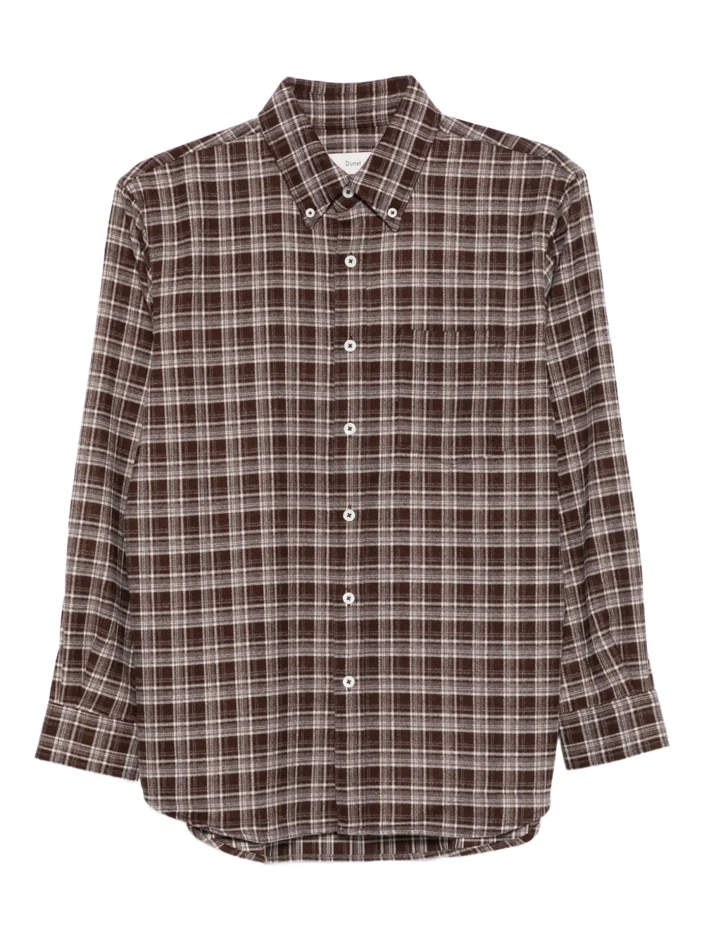 DUNST check button-down shirt | Brown | Image 1
