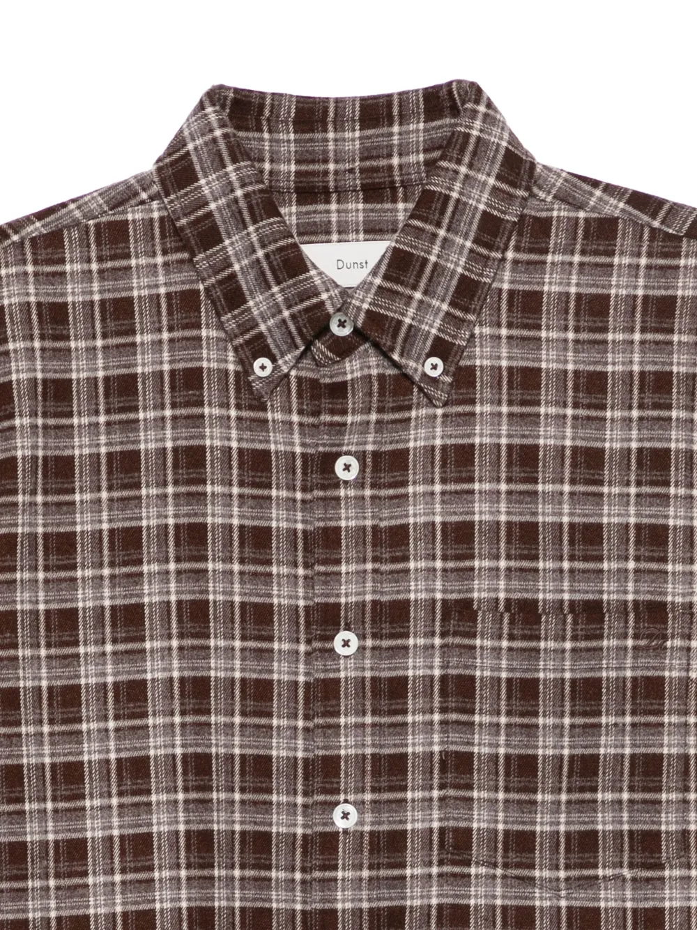 DUNST Geruit shirt met knopen Bruin