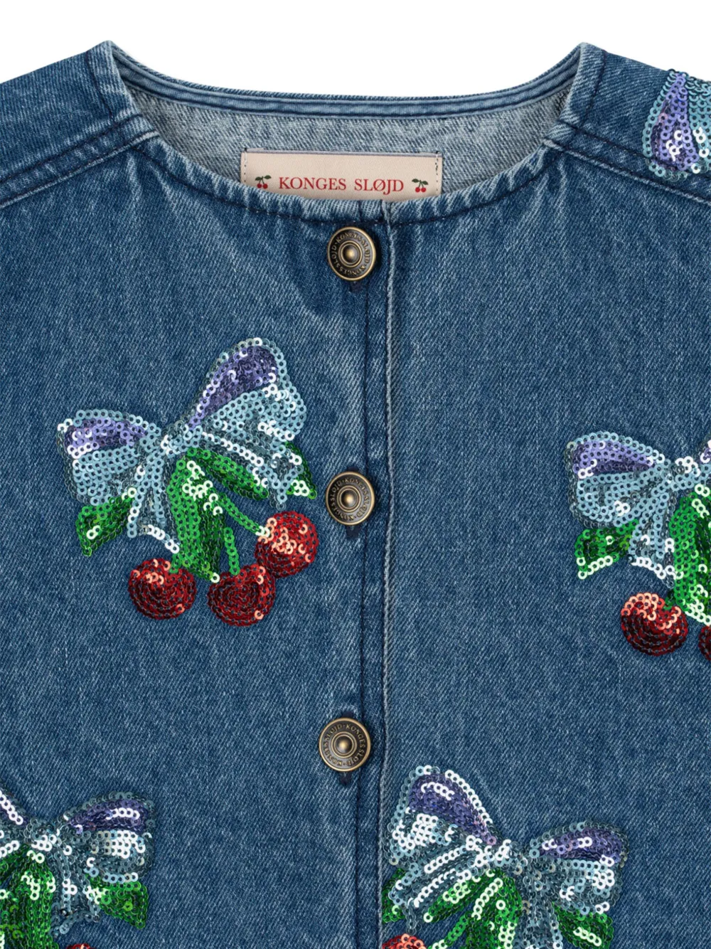 Konges Sløjd Spijkerjack verfraaid met pailletten Blauw
