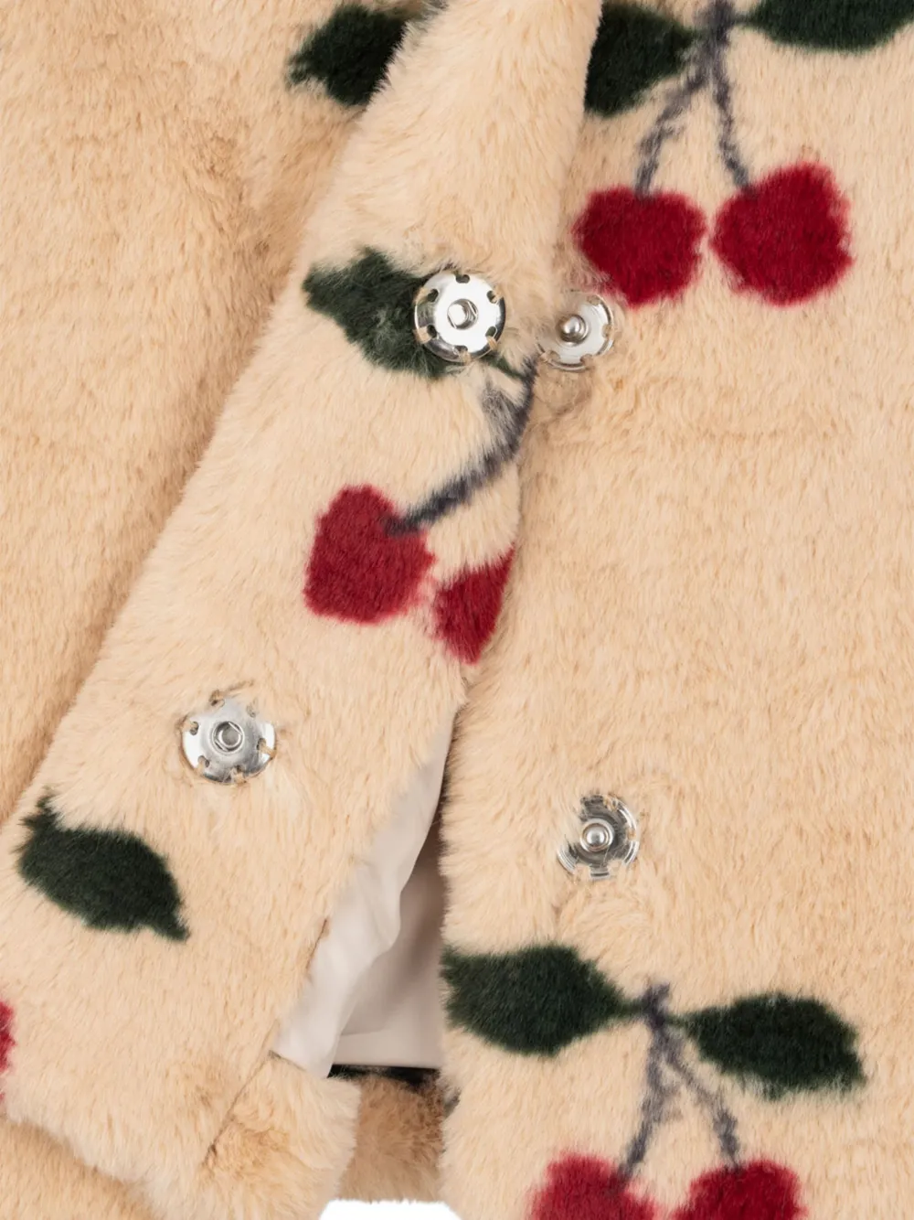 Konges Sløjd Cherry-print Buttoned Coat In Neutral