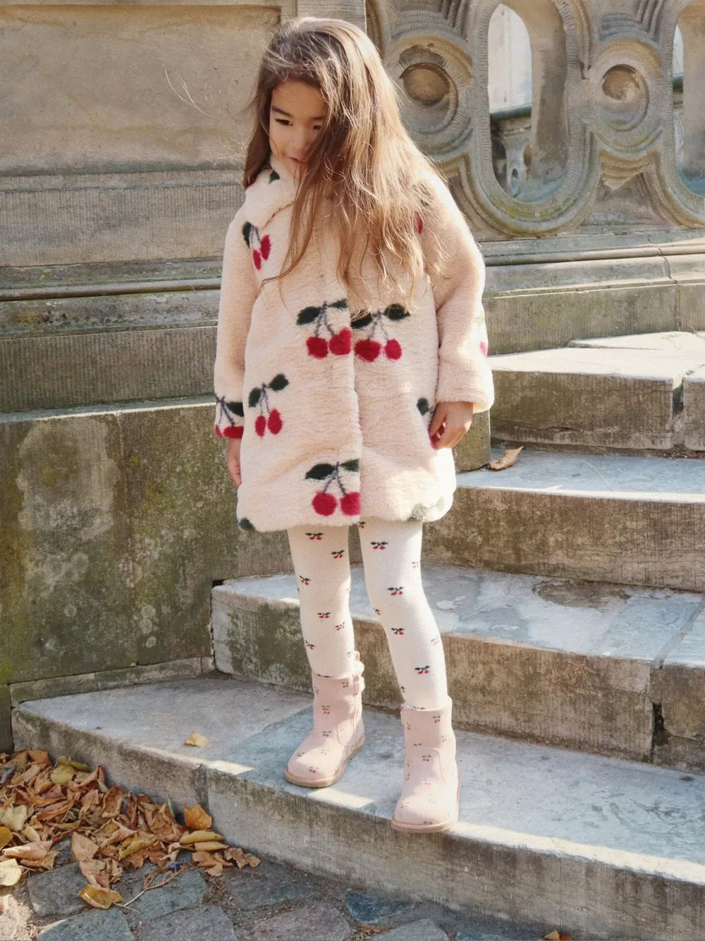 Konges Sløjd Cherry-print Buttoned Coat In Neutral
