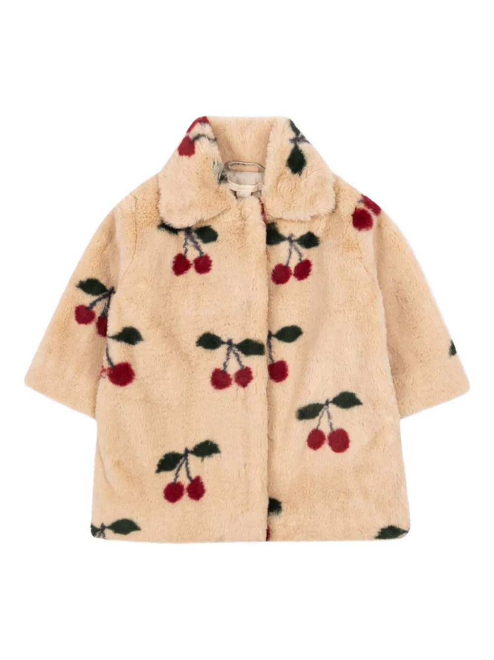 Konges Sløjd Cherry-print Buttoned Coat In Neutral
