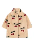 Konges Sløjd cherry-print buttoned coat - Neutrals